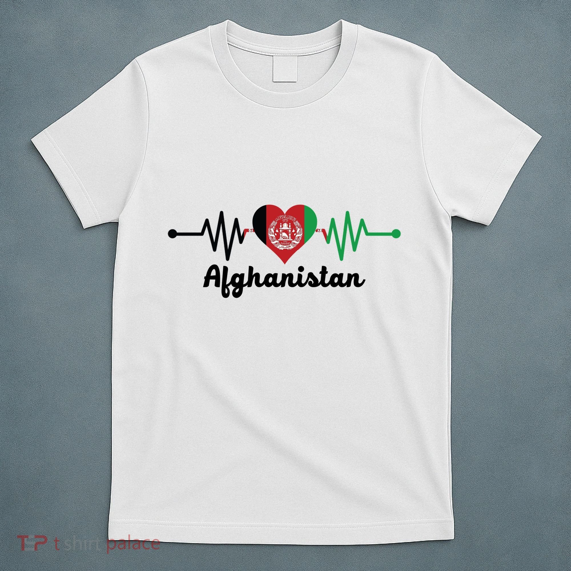 Afghanistan Heart Love Pulse Flag Support T-Shirt