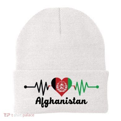 Afghanistan Heart Love Pulse Flag Support Beanie
