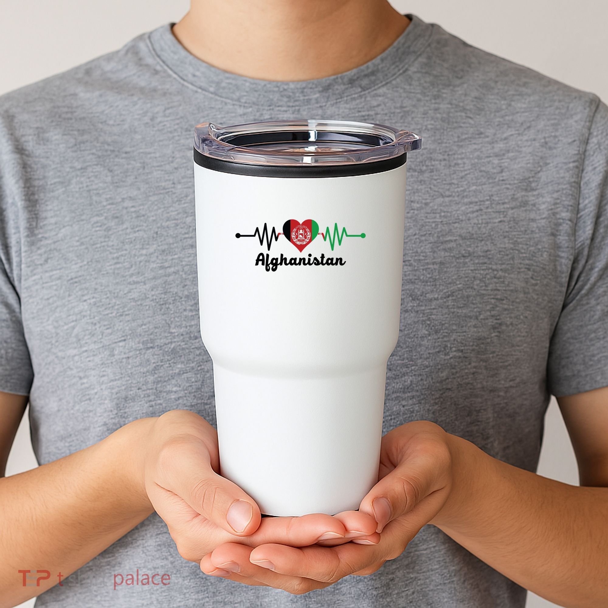 Afghanistan Heart Love Pulse Flag Support Tumbler