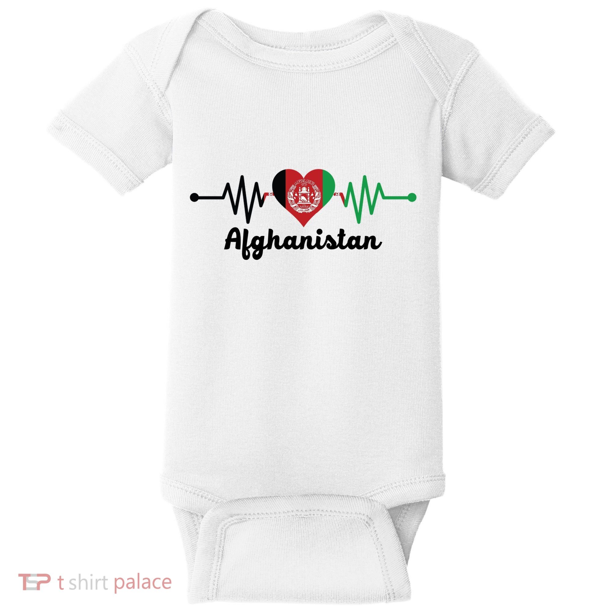 Afghanistan Heart Love Pulse Flag Support Baby Bodysuit