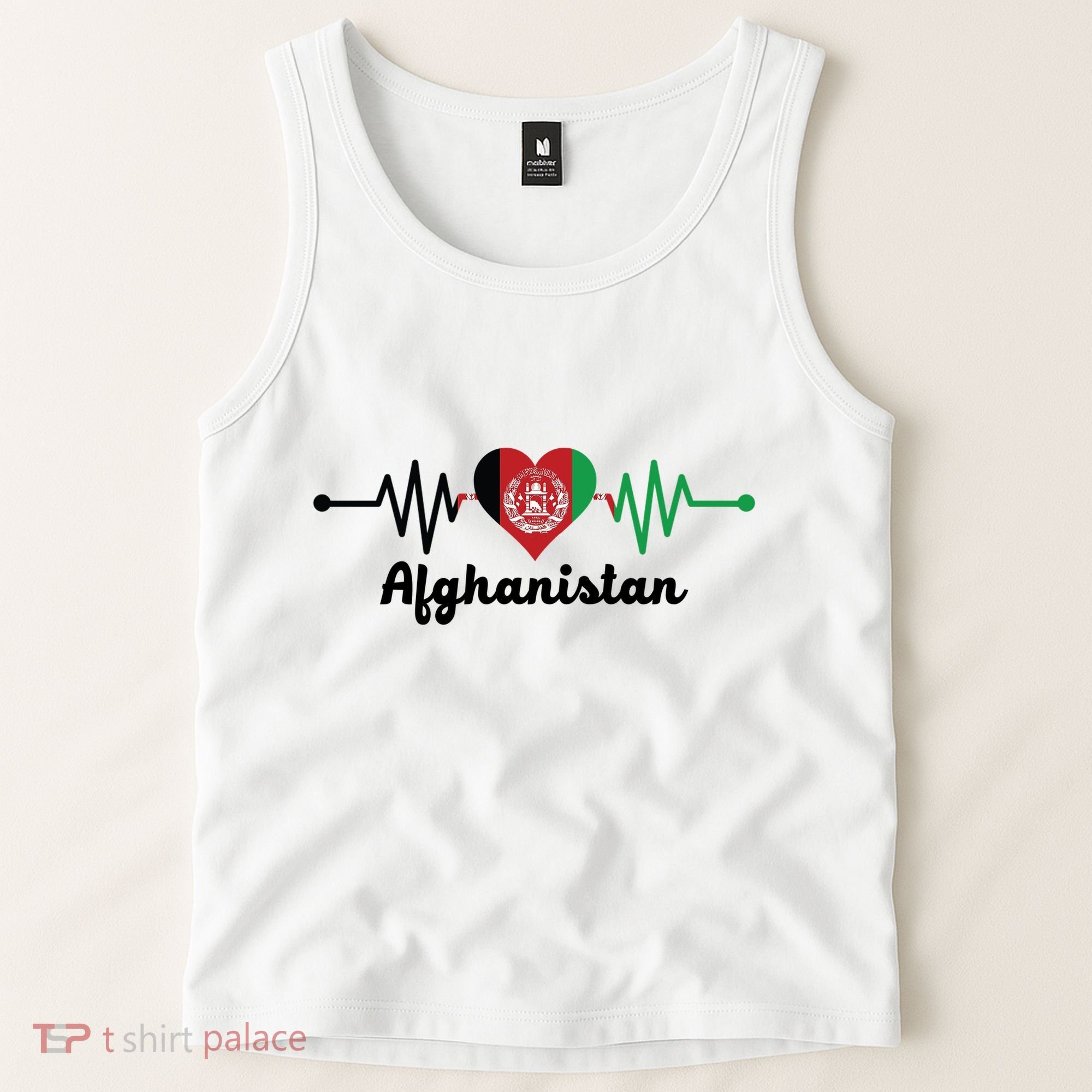 Afghanistan Heart Love Pulse Flag Support Tank Top