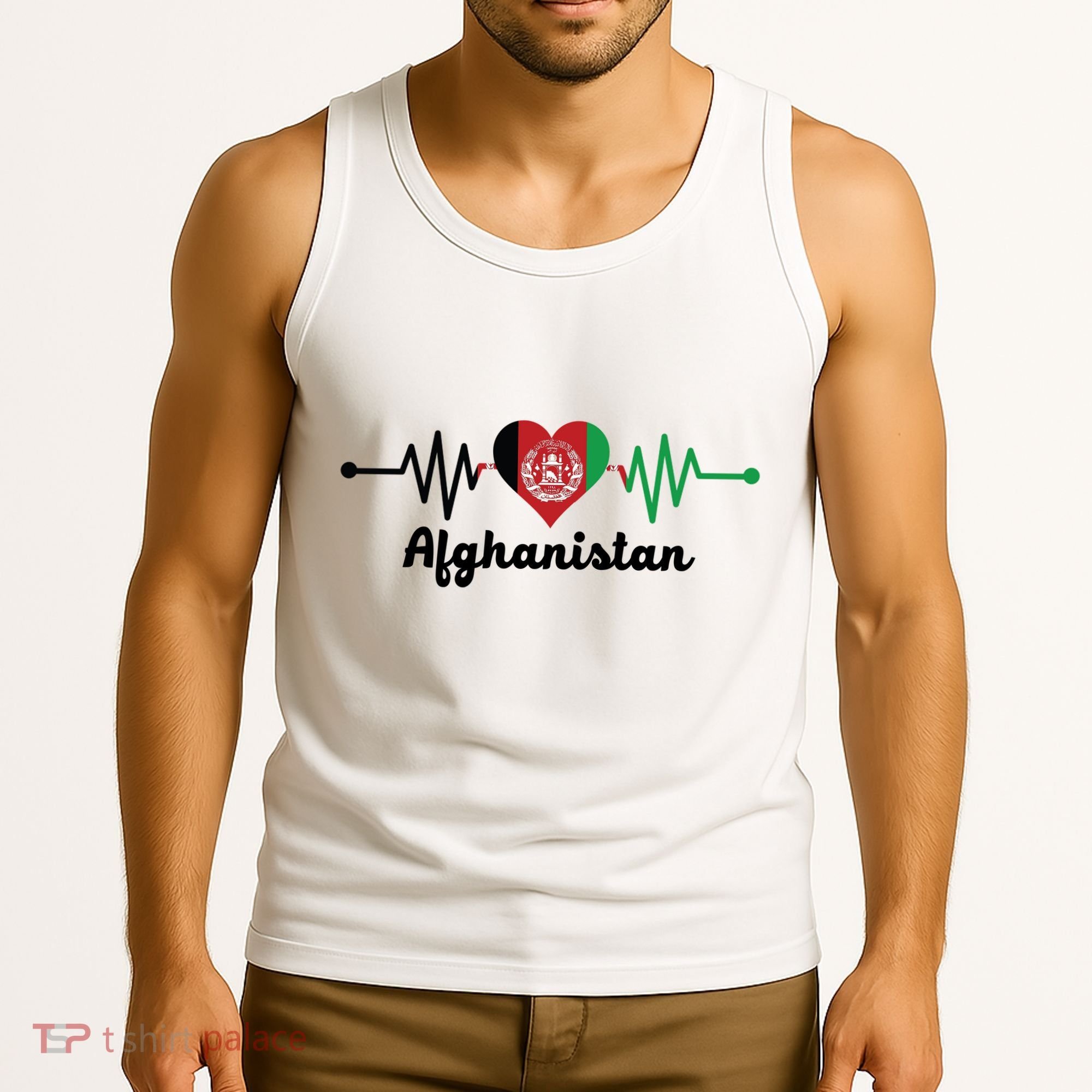 Afghanistan Heart Love Pulse Flag Support Tank Top