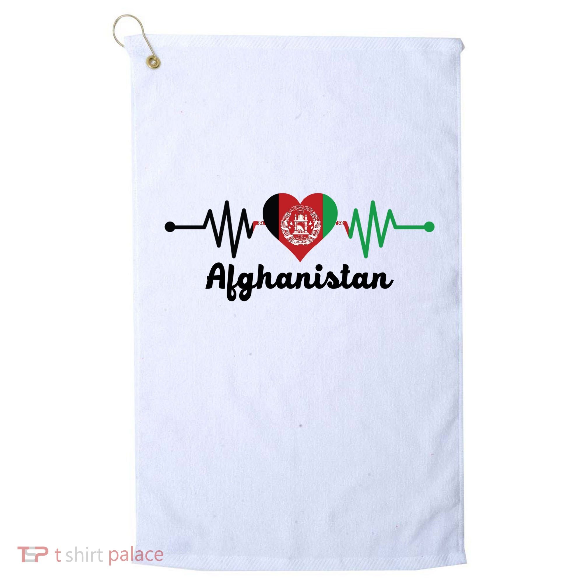 Afghanistan Heart Love Pulse Flag Support Golf Towel