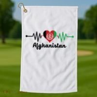 Afghanistan Heart Love Pulse Flag Support Golf Towel thumb 1
