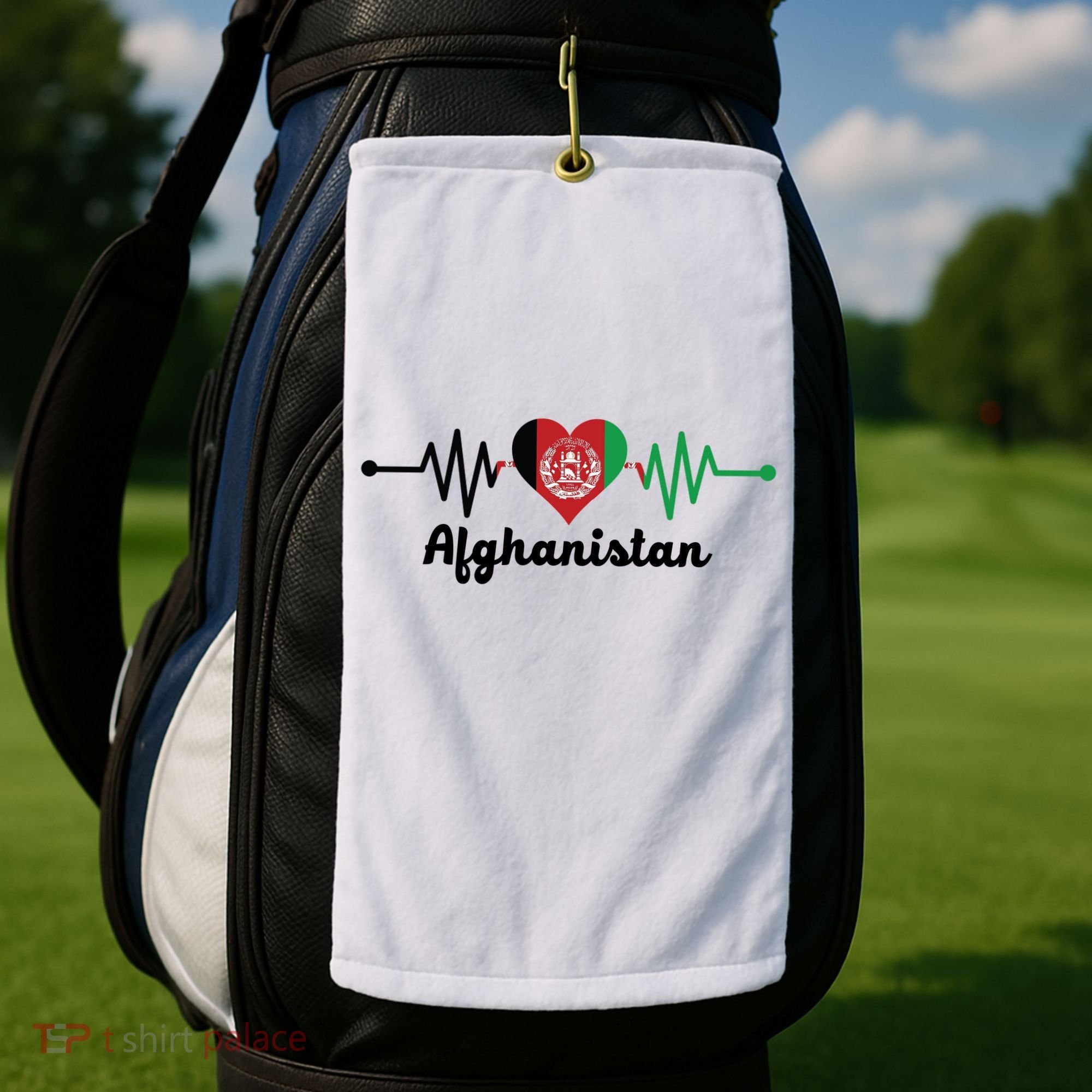 Afghanistan Heart Love Pulse Flag Support Golf Towel