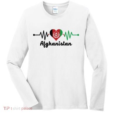 Afghanistan Heart Love Pulse Flag Support Women's Long Sleeve Shirt