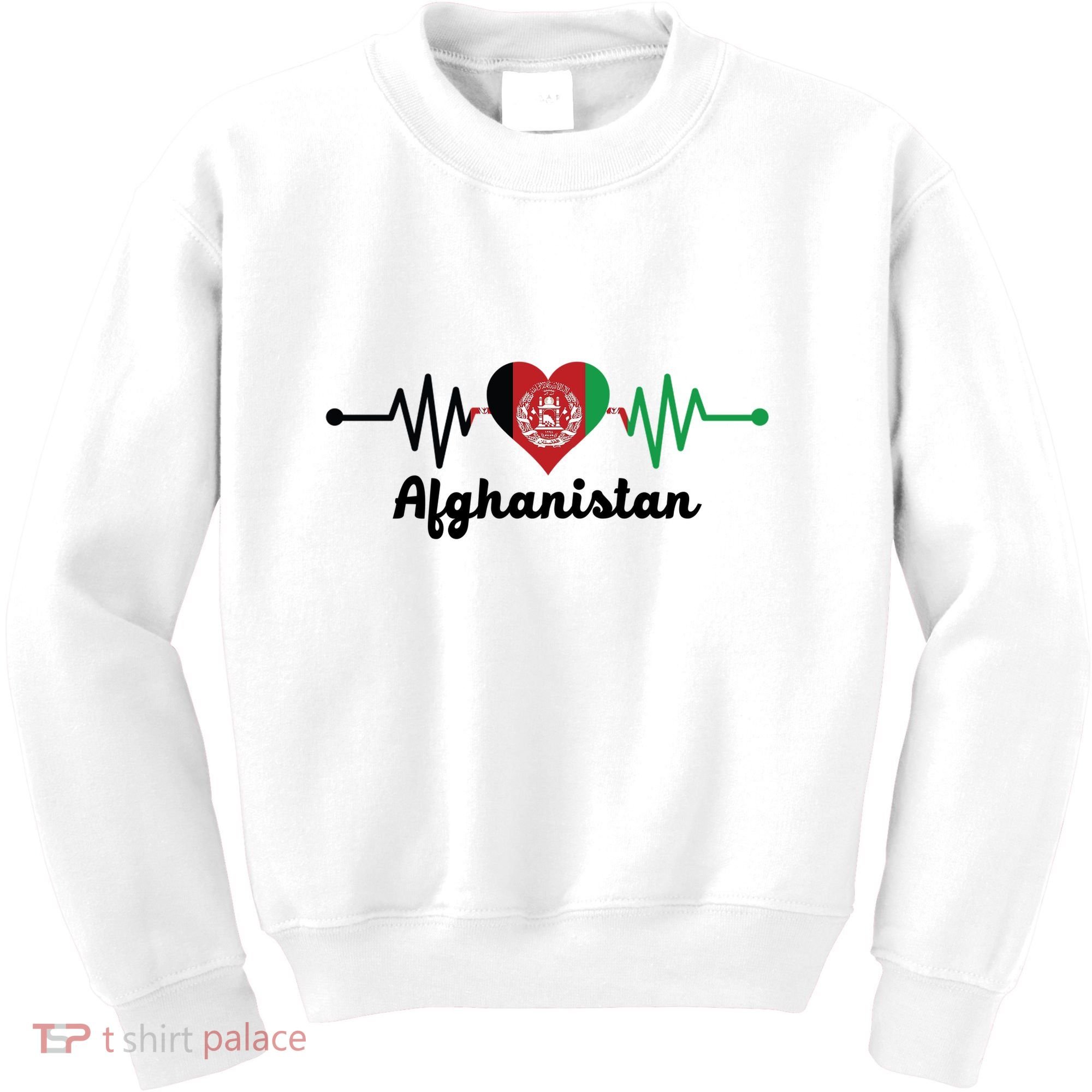 Afghanistan Heart Love Pulse Flag Support Kids Sweatshirt