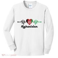 Afghanistan Heart Love Pulse Flag Support Kids Long Sleeve Shirt thumb 0