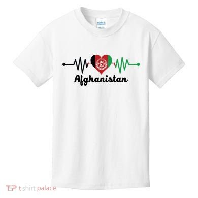Afghanistan Heart Love Pulse Flag Support Kids T-Shirt