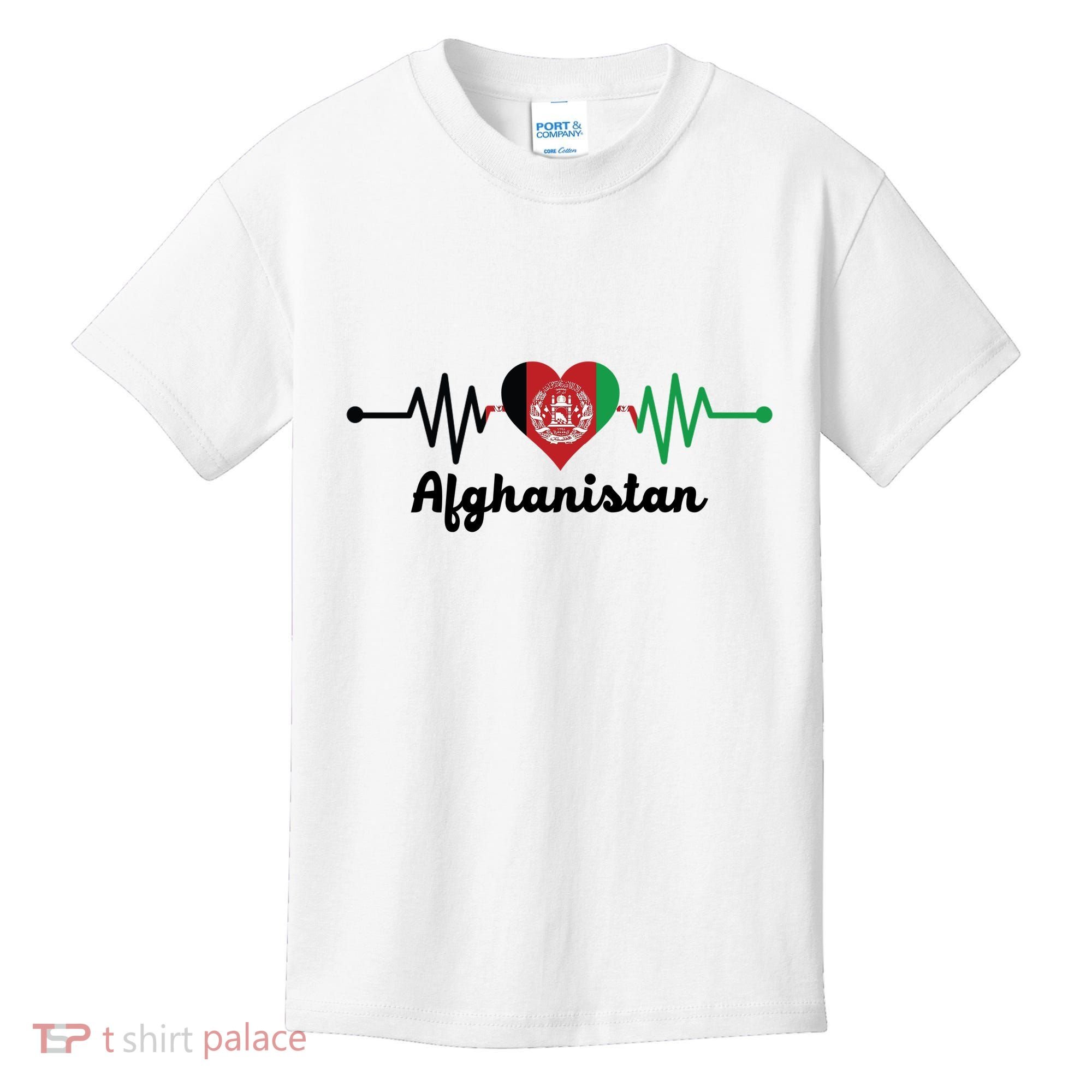 Afghanistan Heart Love Pulse Flag Support Kids T-Shirt
