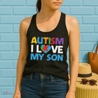 Autism Heart Love Autism Puzzle, Autism Mom Women's Tank Top thumb 2