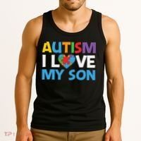 Autism Heart Love Autism Puzzle, Autism Mom Tank Top thumb 3