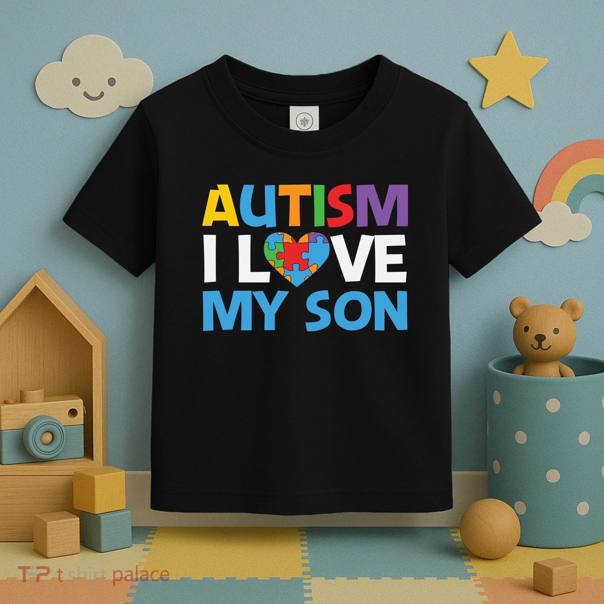 Autism Heart Love Autism Puzzle, Autism Mom Toddler T-Shirt