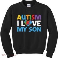 Autism Heart Love Autism Puzzle, Autism Mom Kids Sweatshirt thumb 0