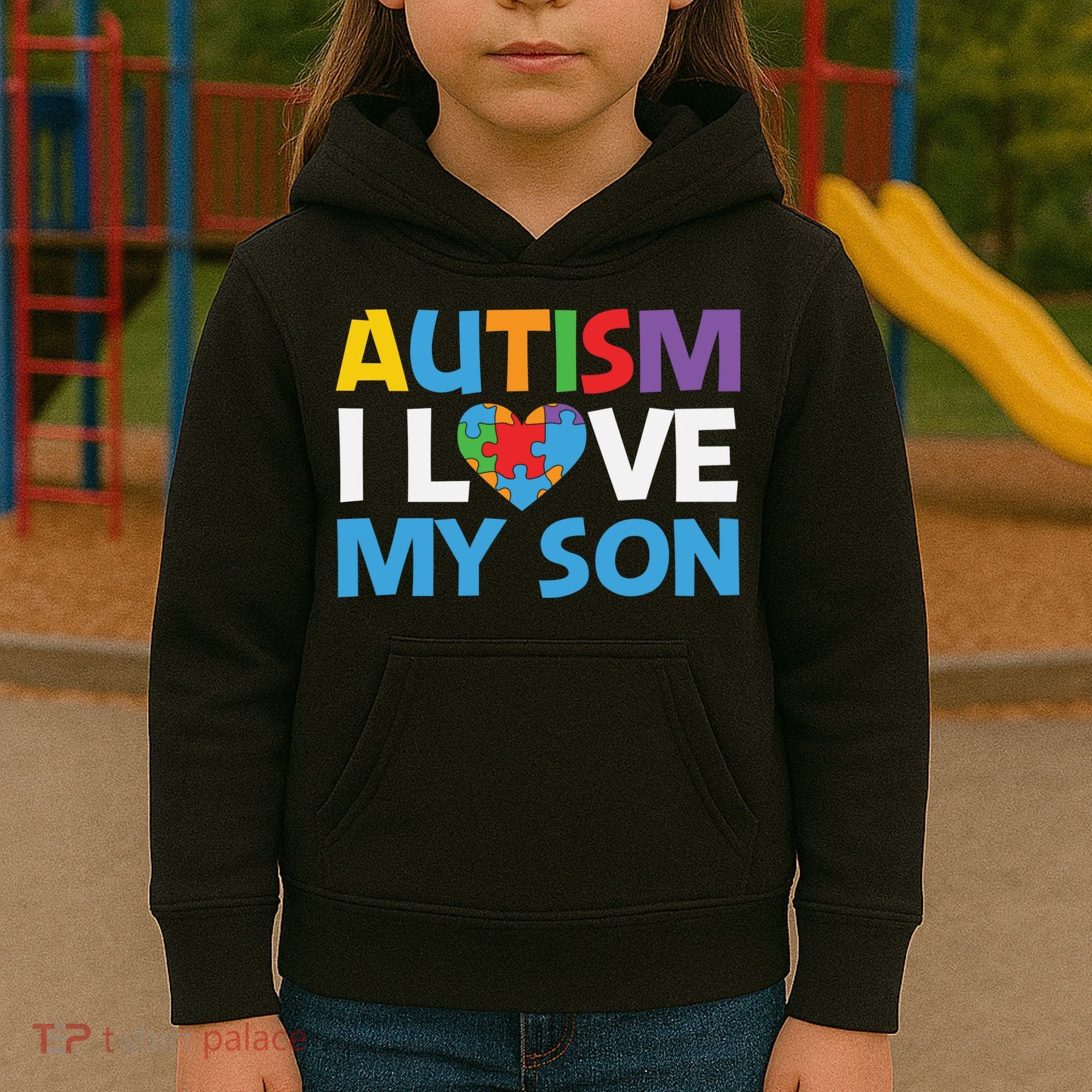 Autism Heart Love Autism Puzzle, Autism Mom Kids Hoodie