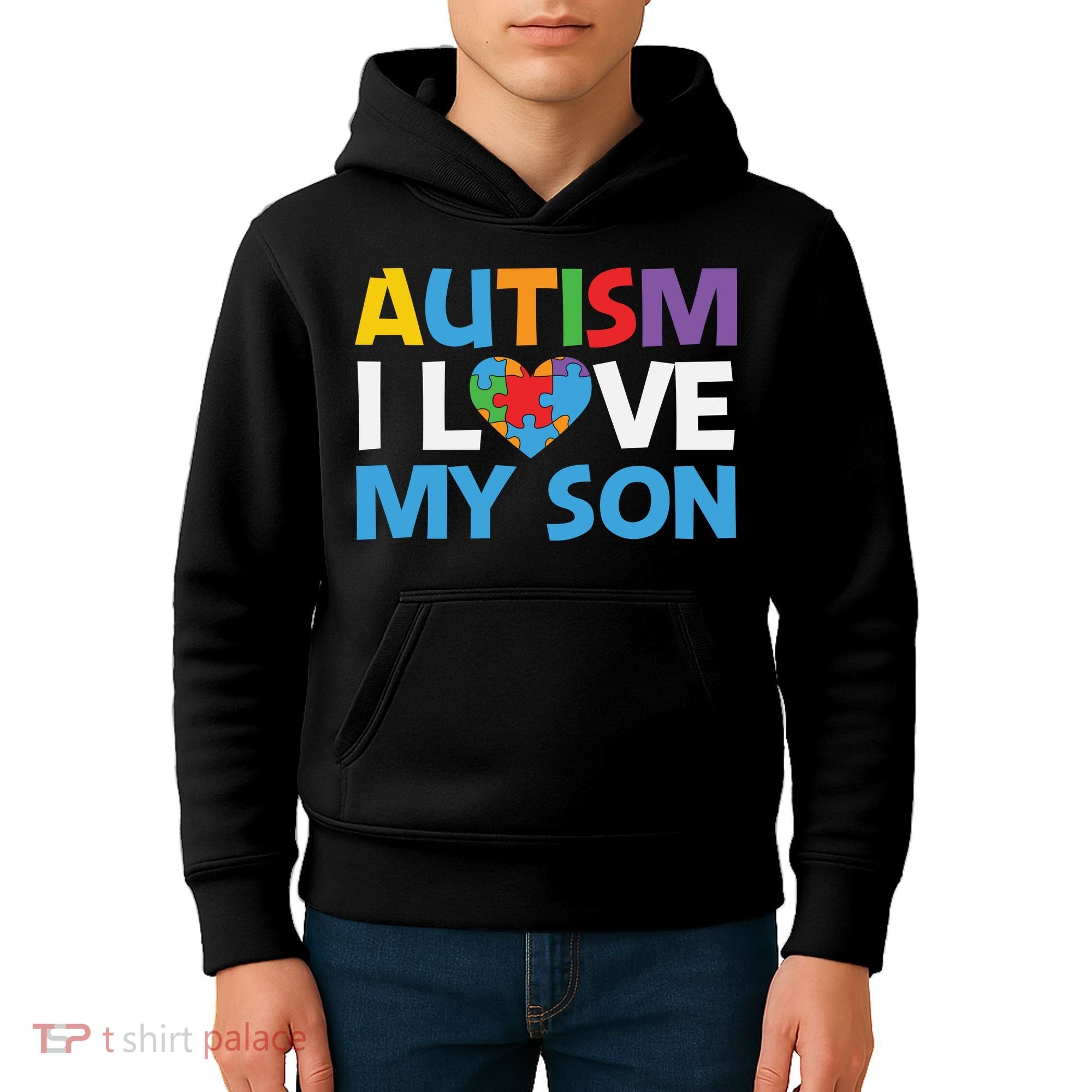 Autism Heart Love Autism Puzzle, Autism Mom Kids Hoodie