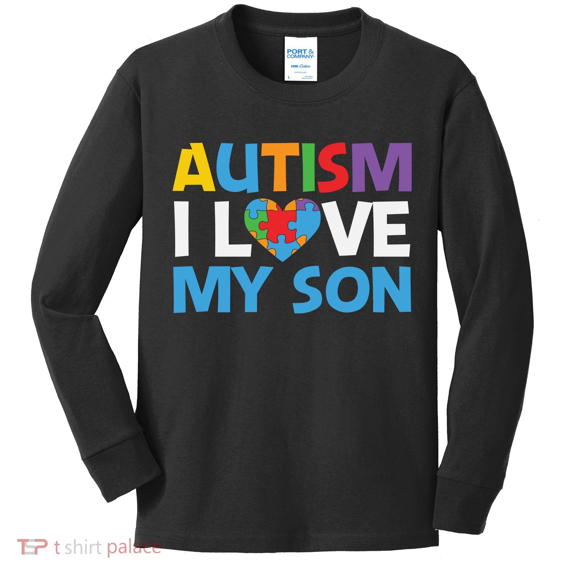 Autism Heart Love Autism Puzzle, Autism Mom Kids Long Sleeve Shirt