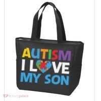 Autism Heart Love Autism Puzzle, Autism Mom Tote Bag thumb 3