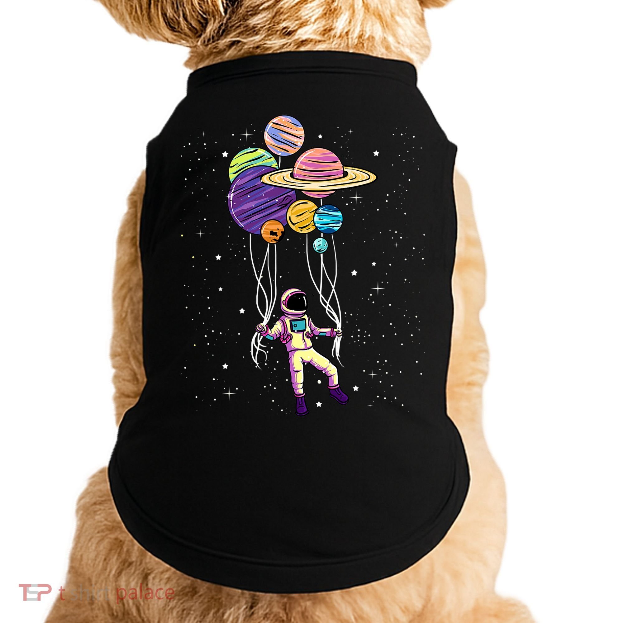 Astronaut Holding Planet Balloons STEM Kids Doggie Tank