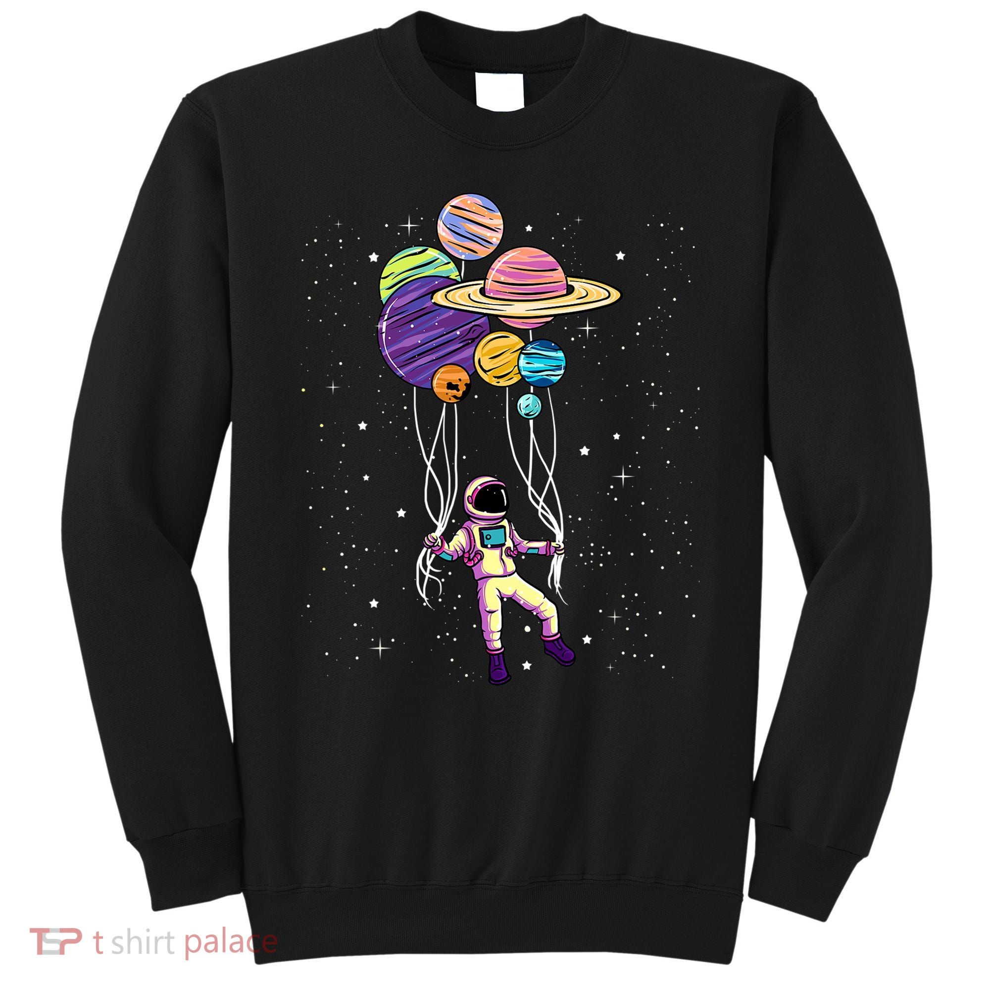 Astronaut Holding Planet Balloons STEM Kids Sweatshirt