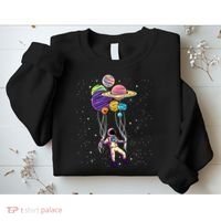 Astronaut Holding Planet Balloons STEM Kids Sweatshirt thumb 2