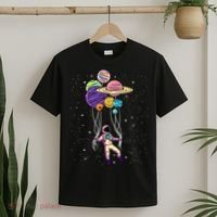Astronaut Holding Planet Balloons STEM Kids T-Shirt thumb 2