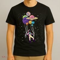 Astronaut Holding Planet Balloons STEM Kids T-Shirt thumb 3
