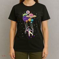 Astronaut Holding Planet Balloons STEM Kids T-Shirt thumb 4