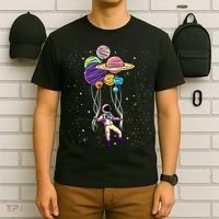 Astronaut Holding Planet Balloons STEM Kids T-Shirt thumb 6