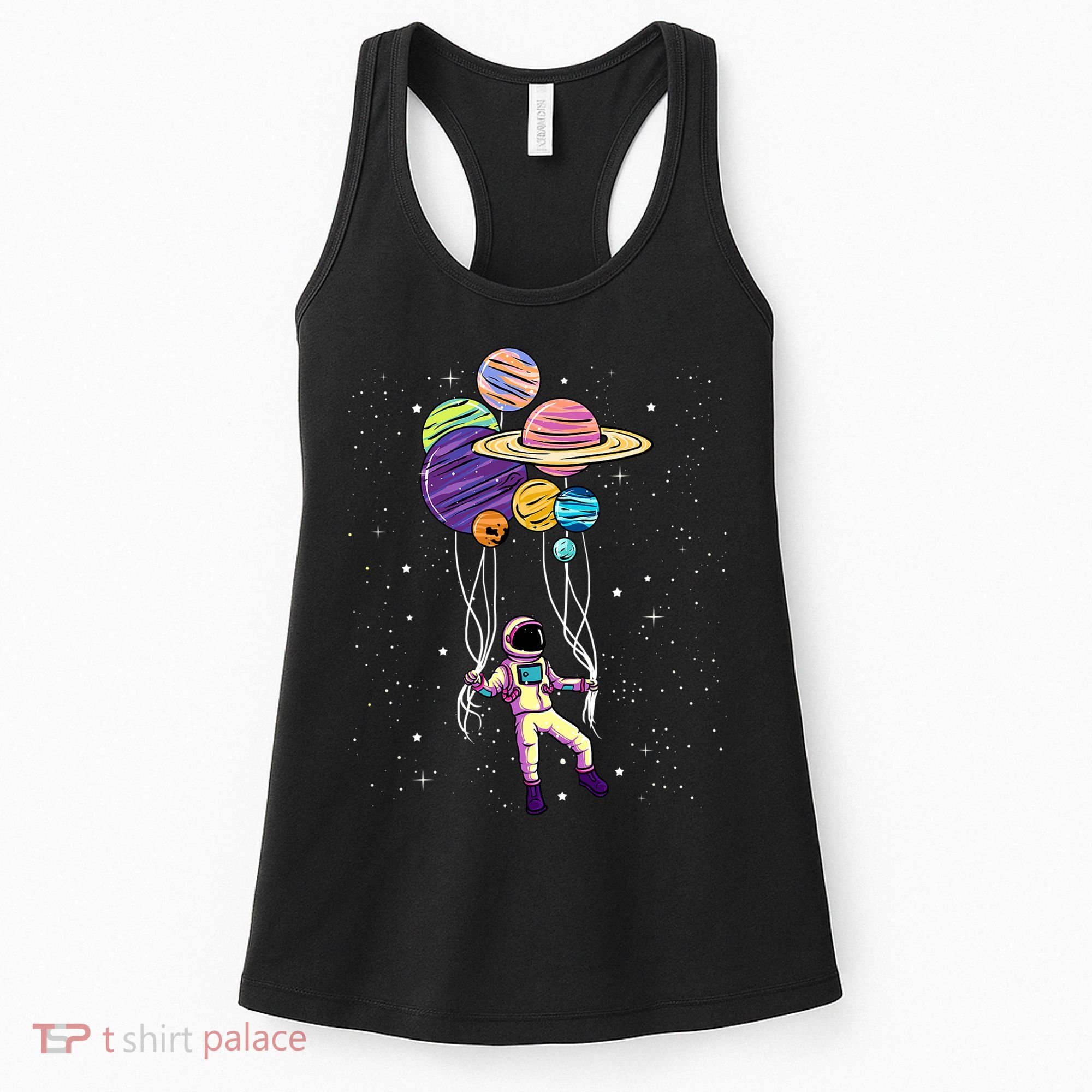 Astronaut Holding Planet Balloons STEM Kids Women's Tank Top