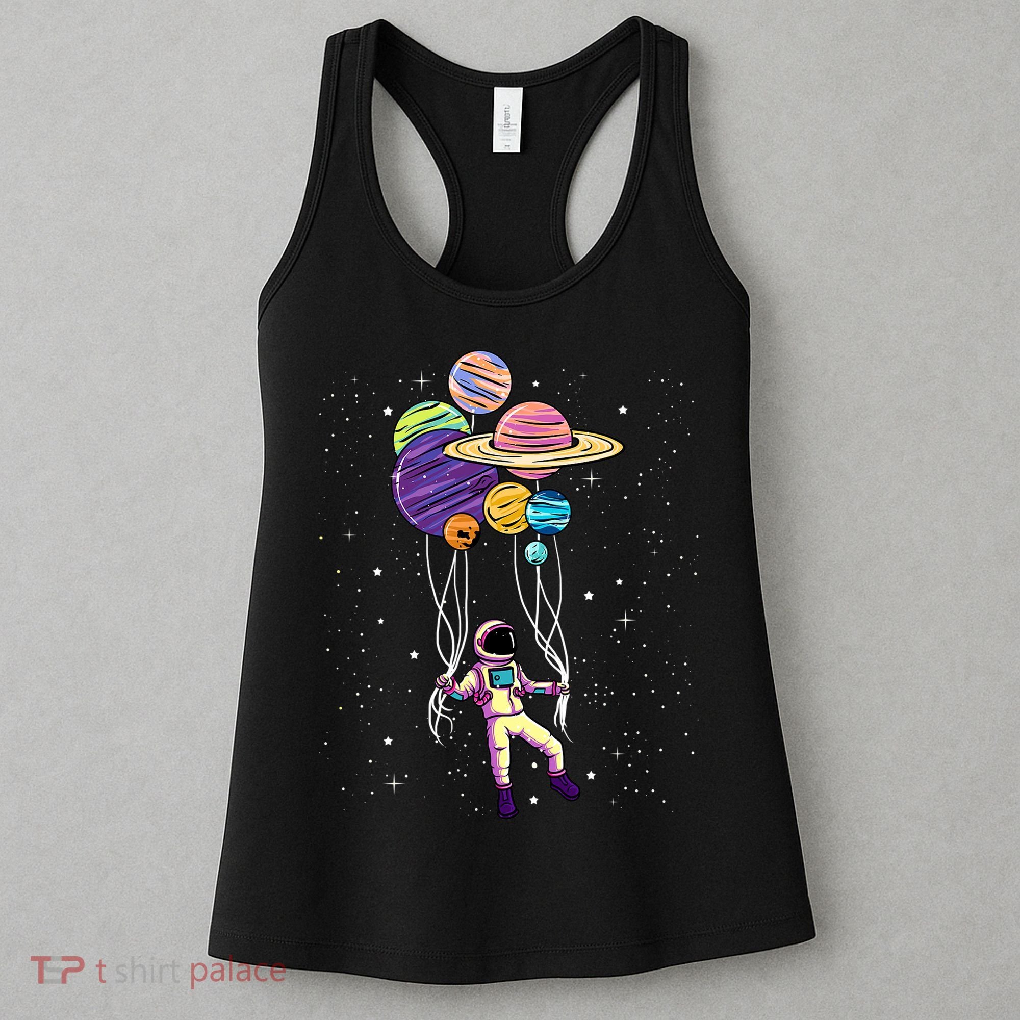 Astronaut Holding Planet Balloons STEM Kids Women's Tank Top