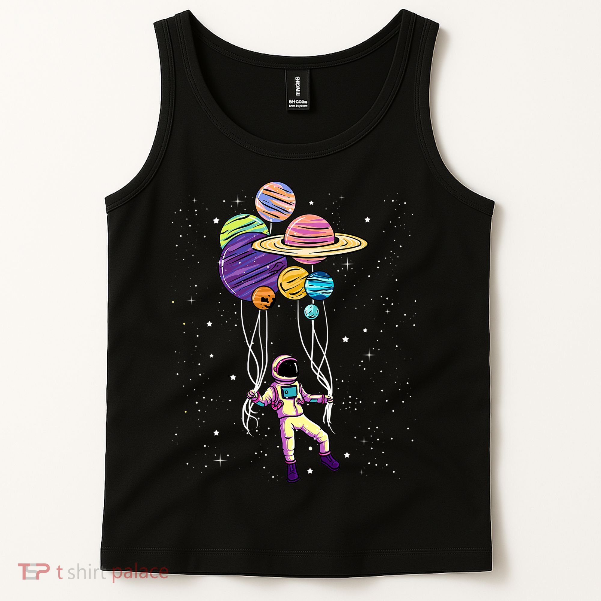 Astronaut Holding Planet Balloons STEM Kids Tank Top