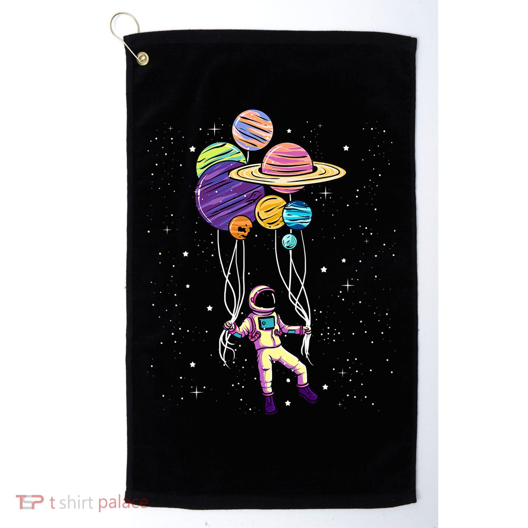 Astronaut Holding Planet Balloons STEM Kids Golf Towel