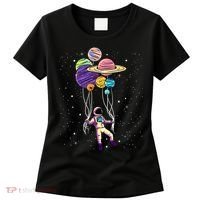 Astronaut Holding Planet Balloons STEM Kids Women's T-Shirt thumb 0