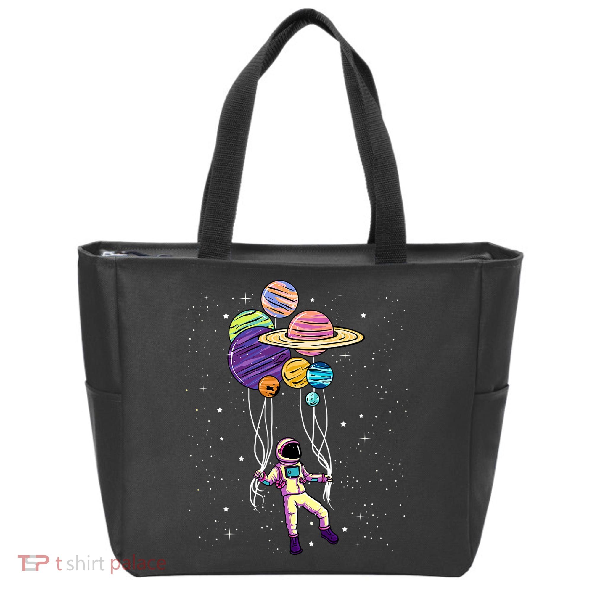 Astronaut Holding Planet Balloons STEM Kids Tote Bag