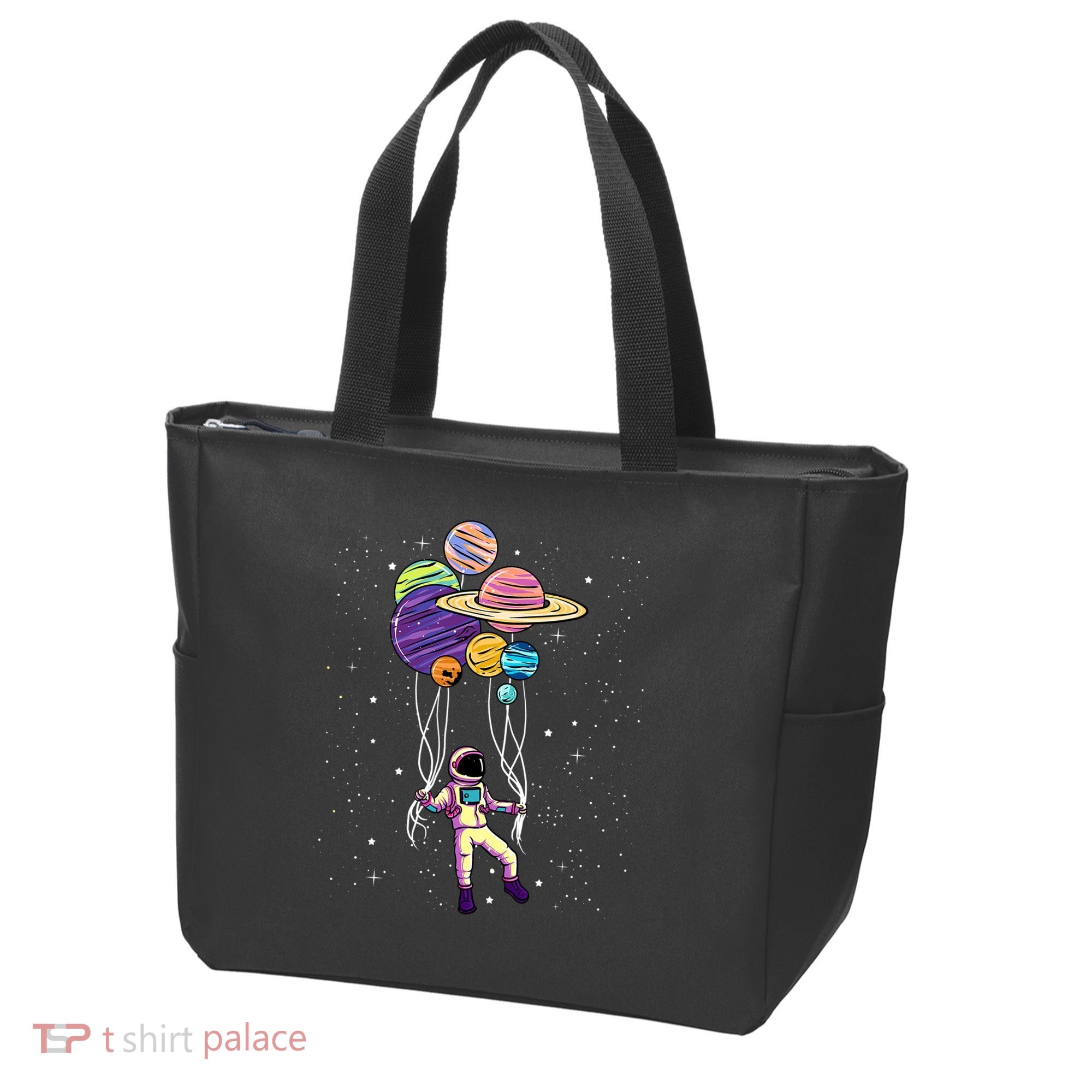 Astronaut Holding Planet Balloons STEM Kids Tote Bag