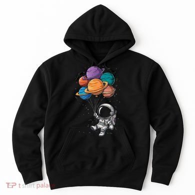 Astronaut Holding Planet Balloons Floating In Space Hoodie