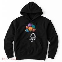 Astronaut Holding Planet Balloons Floating In Space Hoodie thumb 0