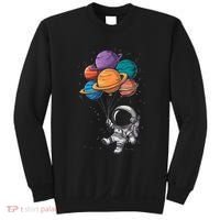 Astronaut Holding Planet Balloons Floating In Space Sweatshirt thumb 0