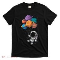 Astronaut Holding Planet Balloons Floating In Space T-Shirt thumb 0
