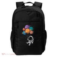 Astronaut Holding Planet Balloons Floating In Space Backpack thumb 0