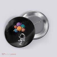 Astronaut Holding Planet Balloons Floating In Space Button thumb 0