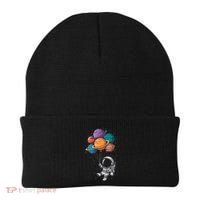Astronaut Holding Planet Balloons Floating In Space Beanie thumb 0