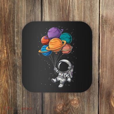 Astronaut Holding Planet Balloons Floating In Space Coaster