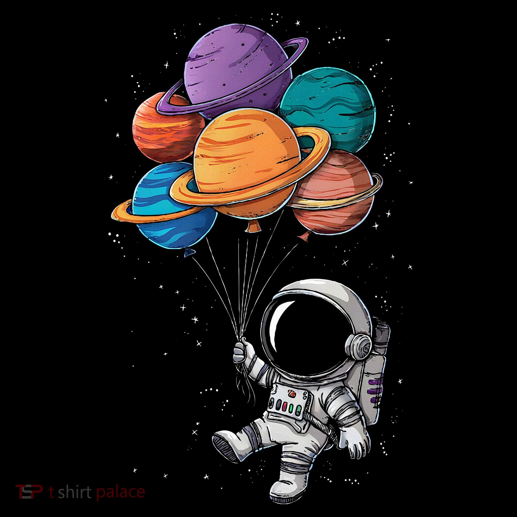 Astronaut Holding Planet Balloons Floating In Space Women's Hoodie