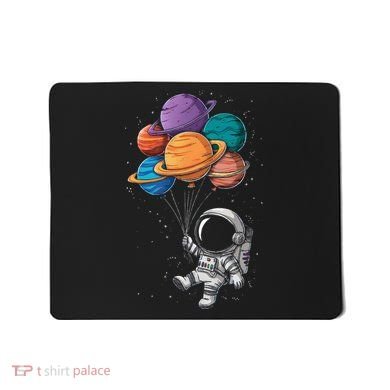 Astronaut Holding Planet Balloons Floating In Space Mousepad