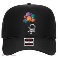 Astronaut Holding Planet Balloons Floating In Space Hat thumb 0