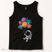 Astronaut Holding Planet Balloons Floating In Space Tank Top thumb 2