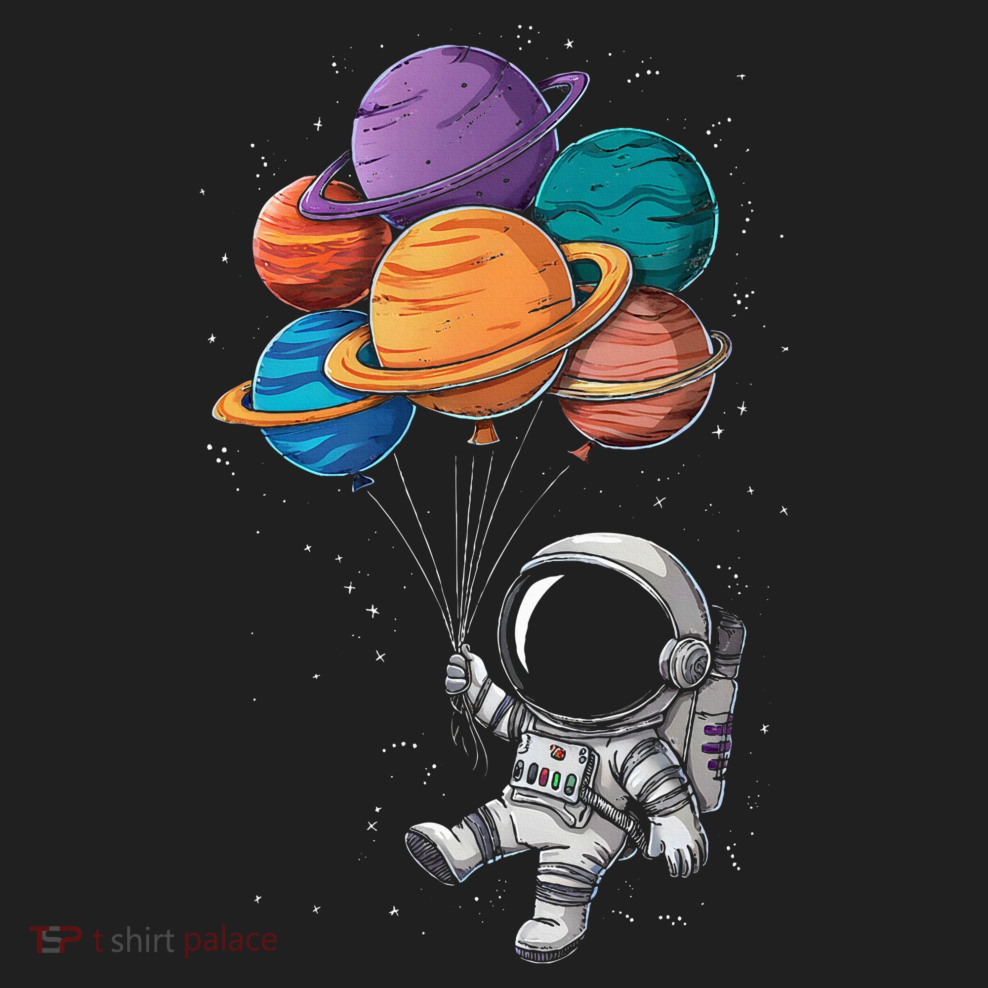 Astronaut Holding Planet Balloons Floating In Space Golf Towel