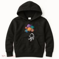 Astronaut Holding Planet Balloons Floating In Space Kids Hoodie thumb 0